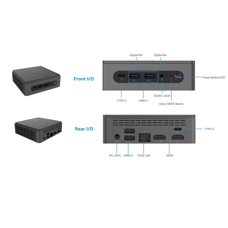 Alder Lake 8K Mini Digital Signage Player PC - Nano-U12P
